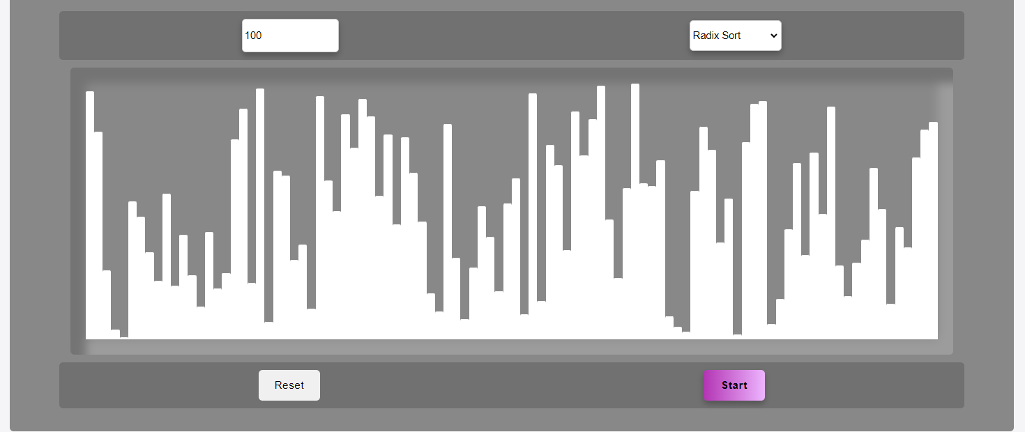 A panel with bars of different heights to vizualize sorting algorithms